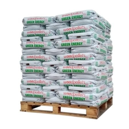 Holzpellets-Green Energy- Holzpalette mit 195 Säcken zu 15 kg