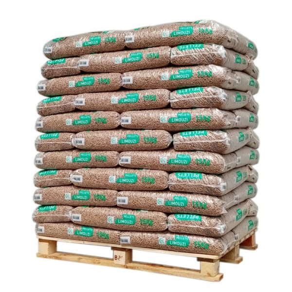 Holzpellets-Limouzi- holzpalette mit 132 Säcken zu 15 kg